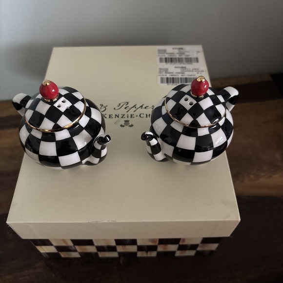 MACKENZIE-CHILDS Teapot Salt and Pepper Shaker Set, Ceramic Salt and Pepper - Picture 3 of 4